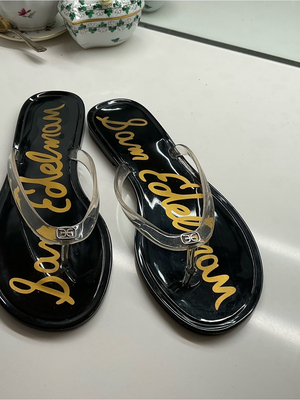 Sam Edelman ‘Dean’ Black Clear Jelly Flip Flops